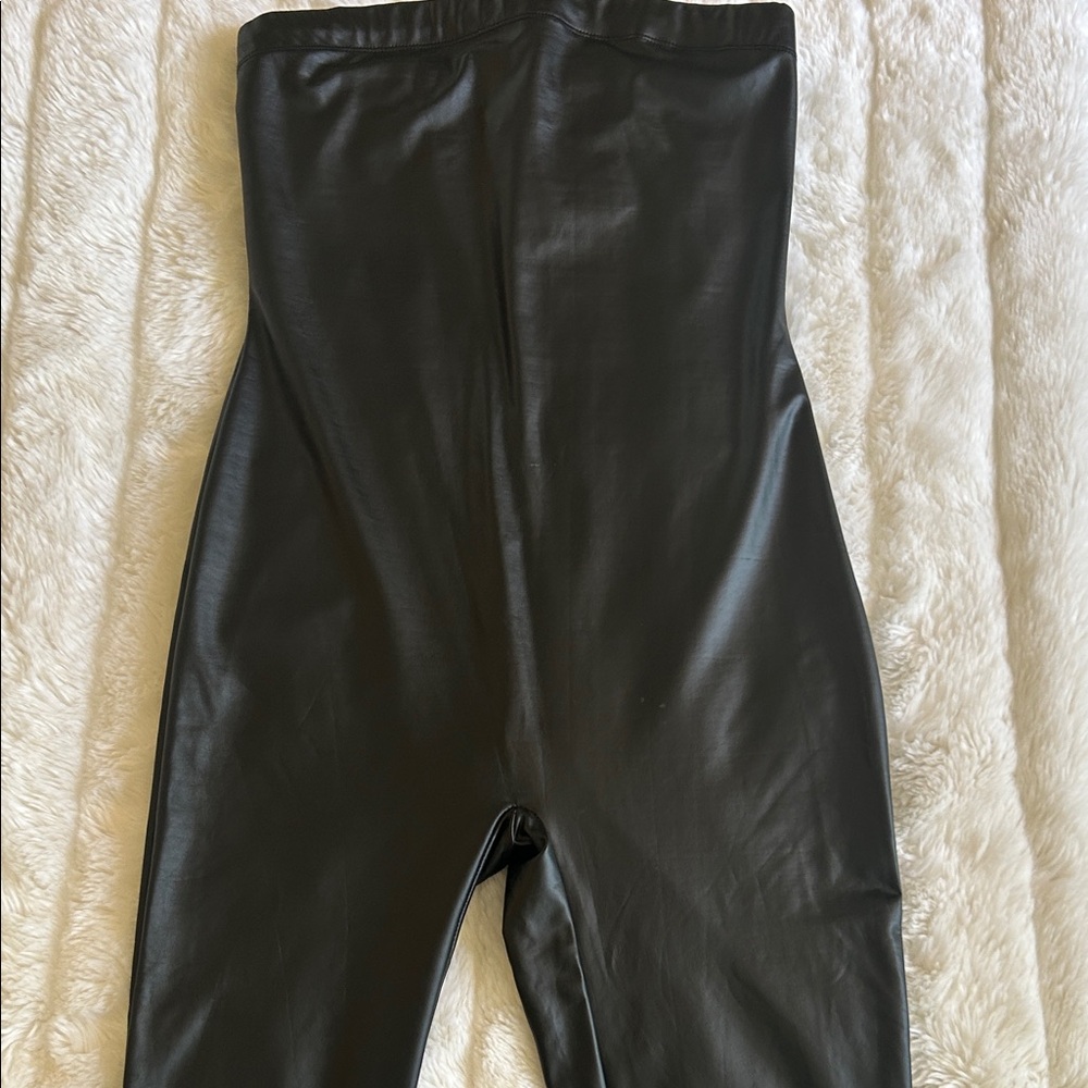 Fashion Nova Black Faux Leather Jumpsuit